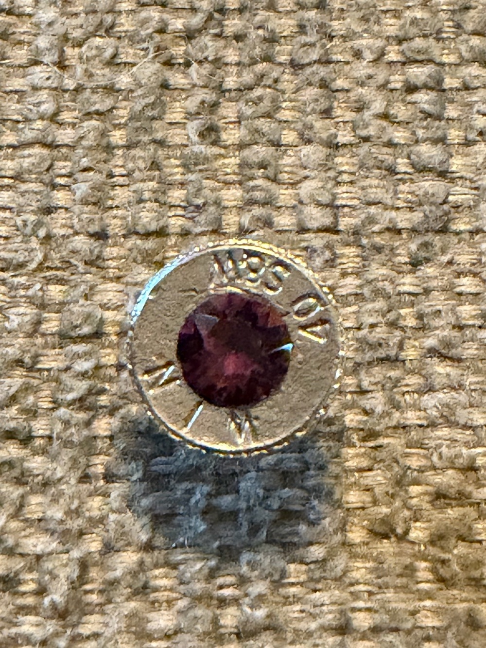 Bullet Slice Tie-Tack with Amethyst Swarovski crystal